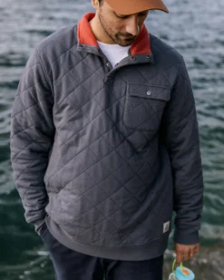 Men's Bark Quilted Popper Up Sweatshirt