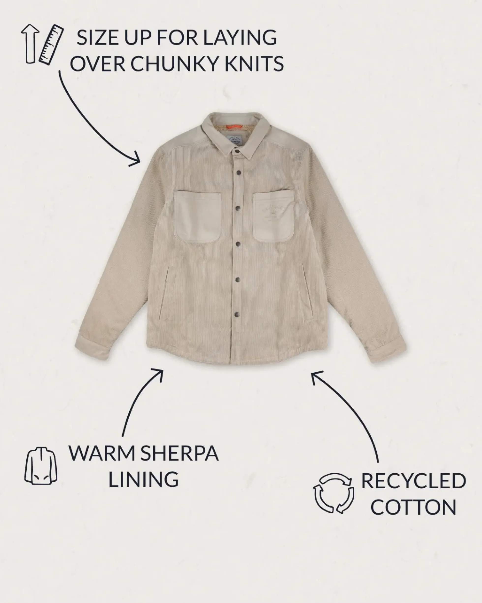Men's Kodiak Sherpa Lined Cord Overshirt
