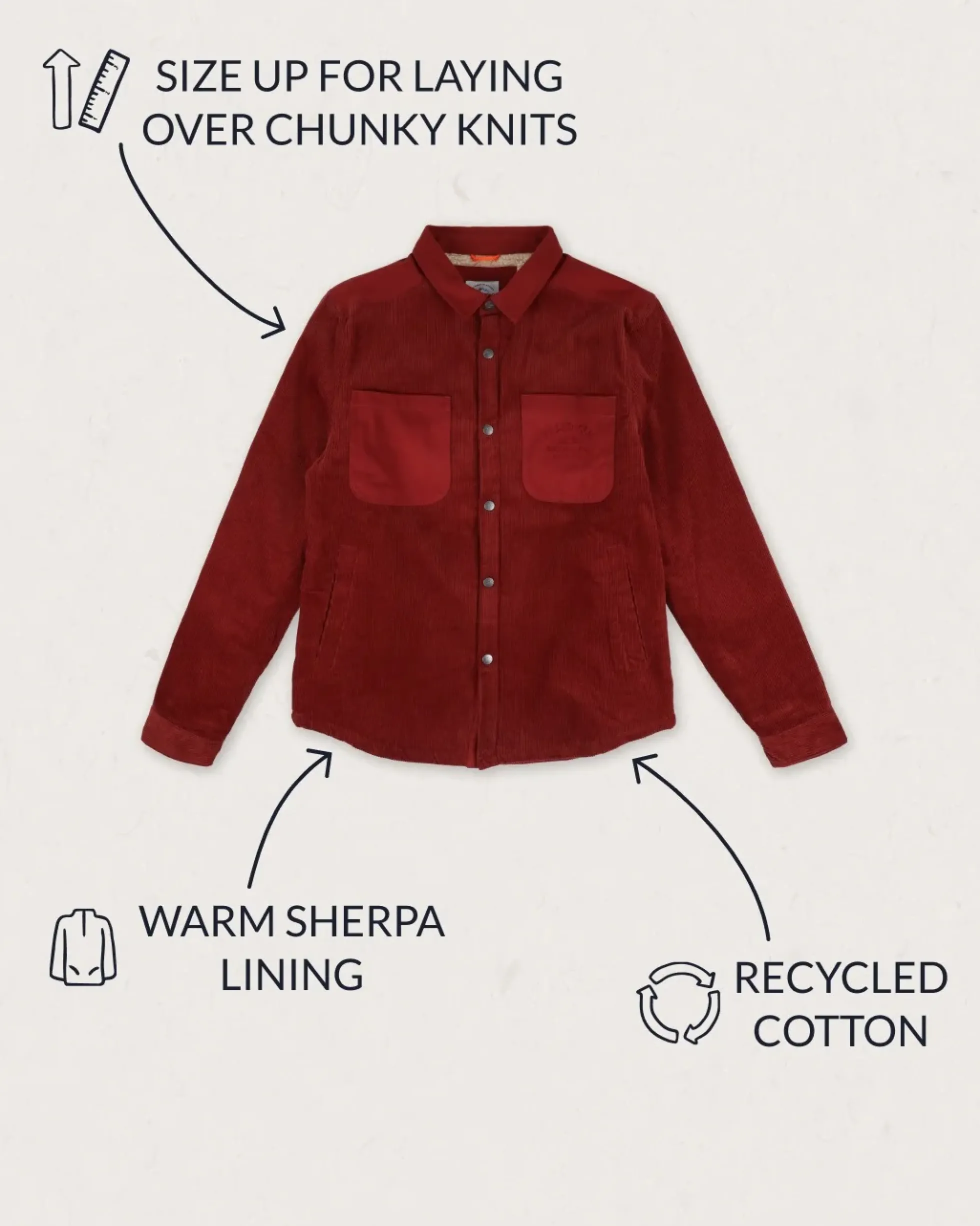 Men's Kodiak Sherpa Lined Cord Overshirt