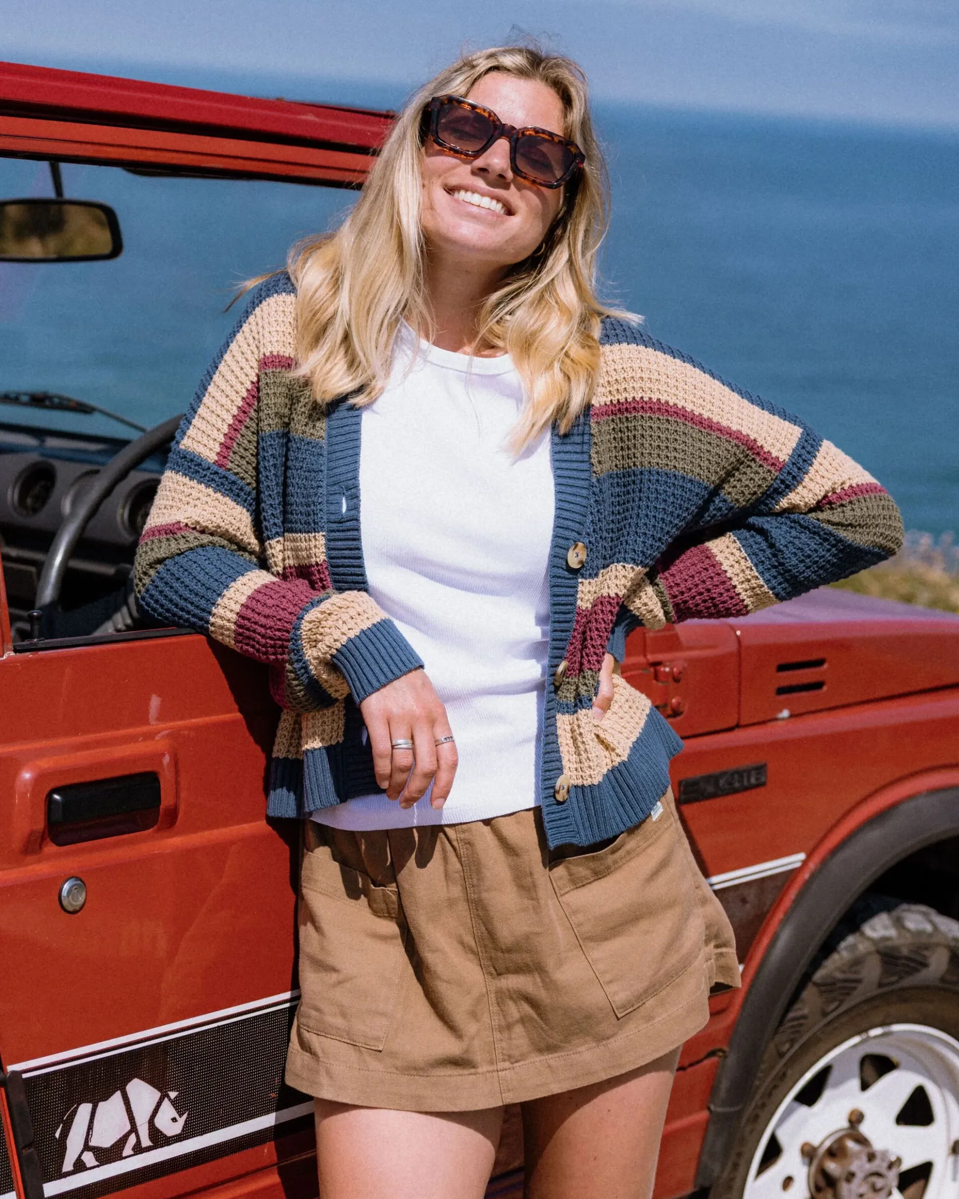 Women's Reflection Open Knit Stripey Cardigan