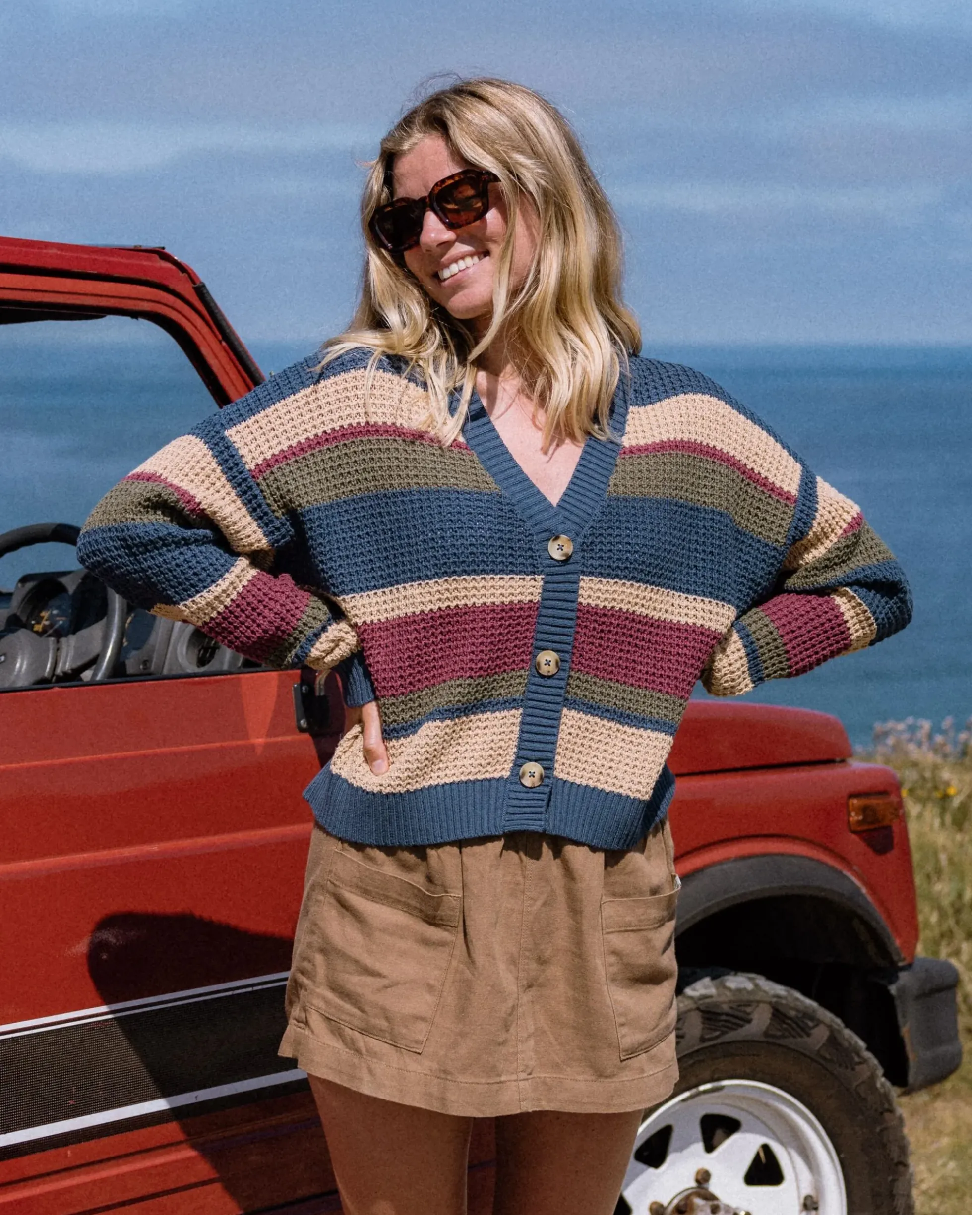 Women's Reflection Open Knit Stripey Cardigan