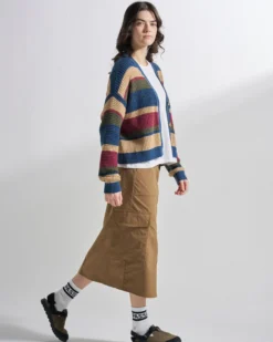 Women's Reflection Open Knit Stripey Cardigan