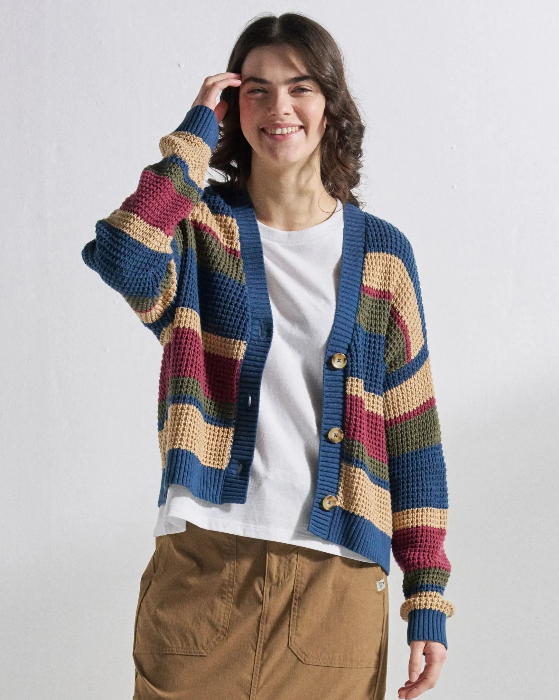 Women's Reflection Open Knit Stripey Cardigan