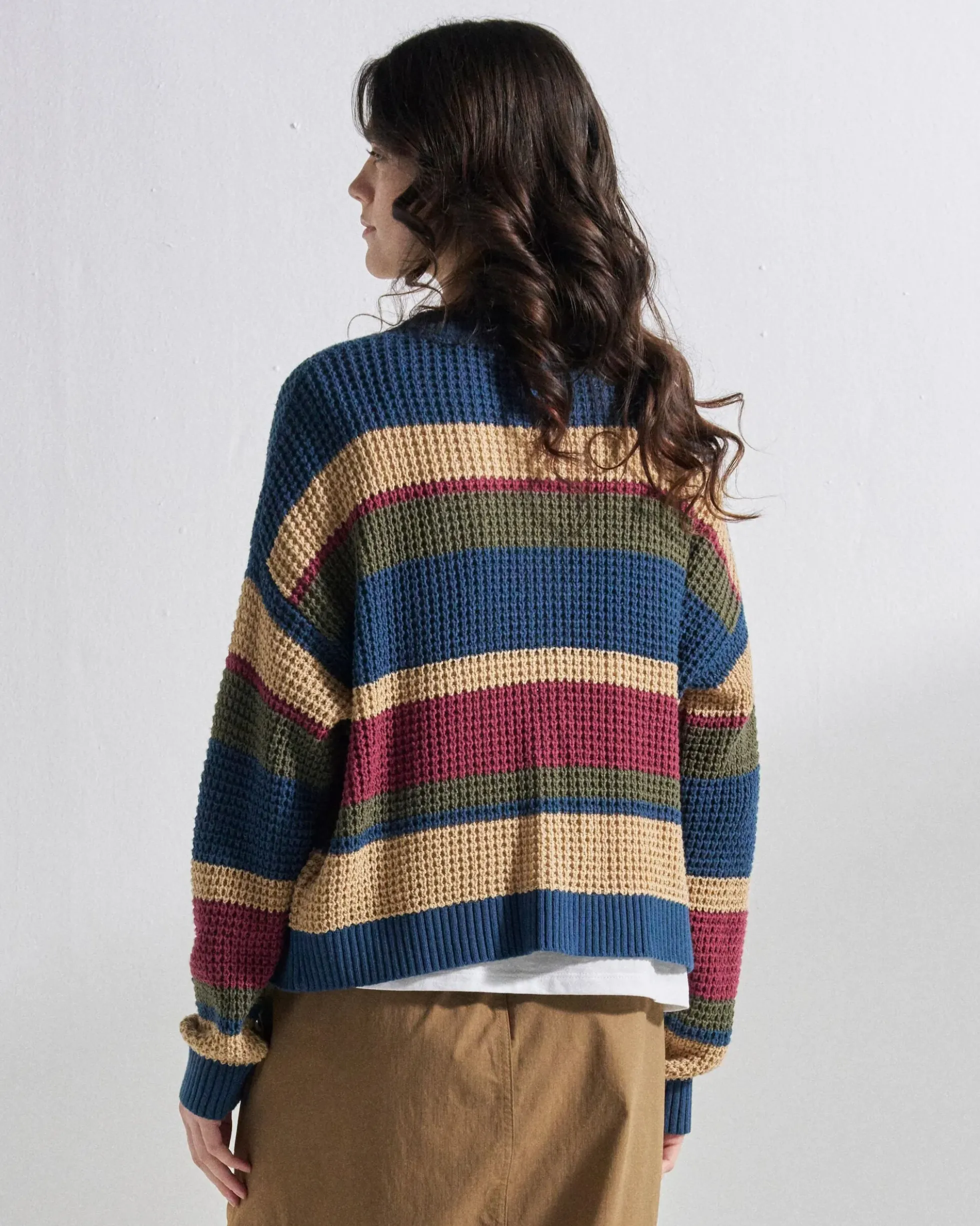 Women's Reflection Open Knit Stripey Cardigan