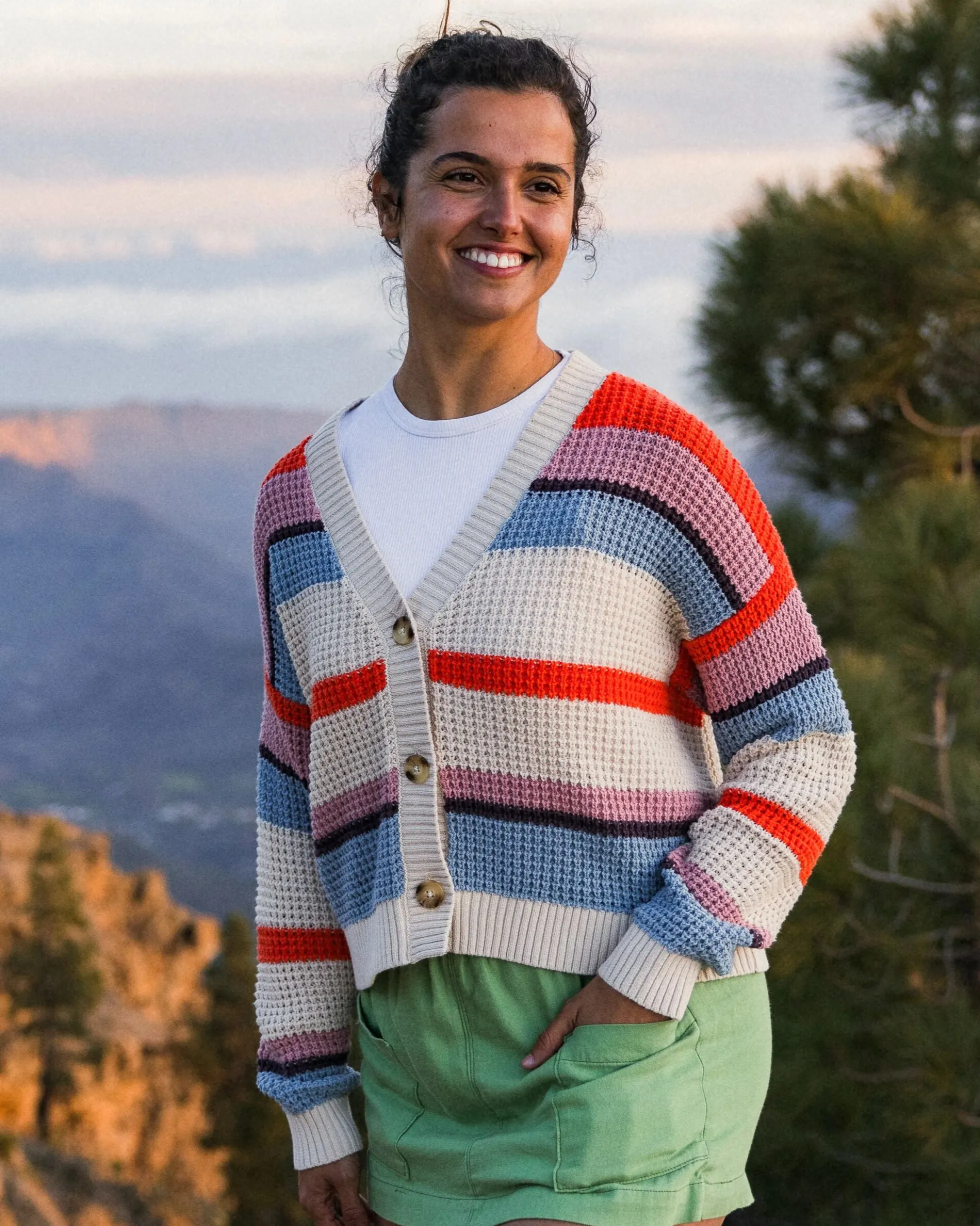 Women's Reflection Open Knit Stripey Cardigan
