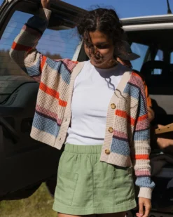 Women's Reflection Open Knit Stripey Cardigan