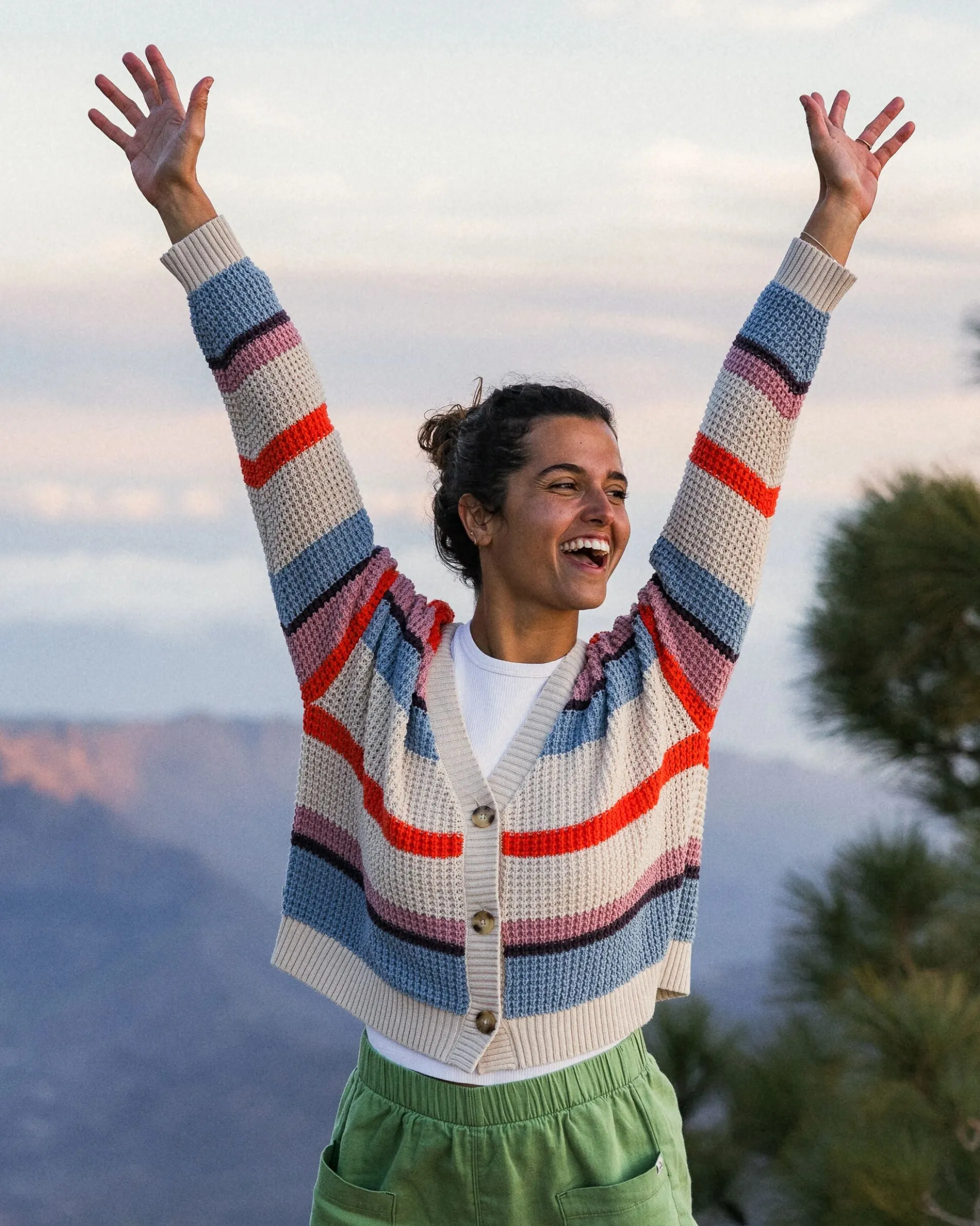 Women's Reflection Open Knit Stripey Cardigan