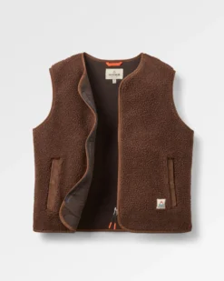 Women's Tawny Collarless Deep-Pile Sherpa Gilet