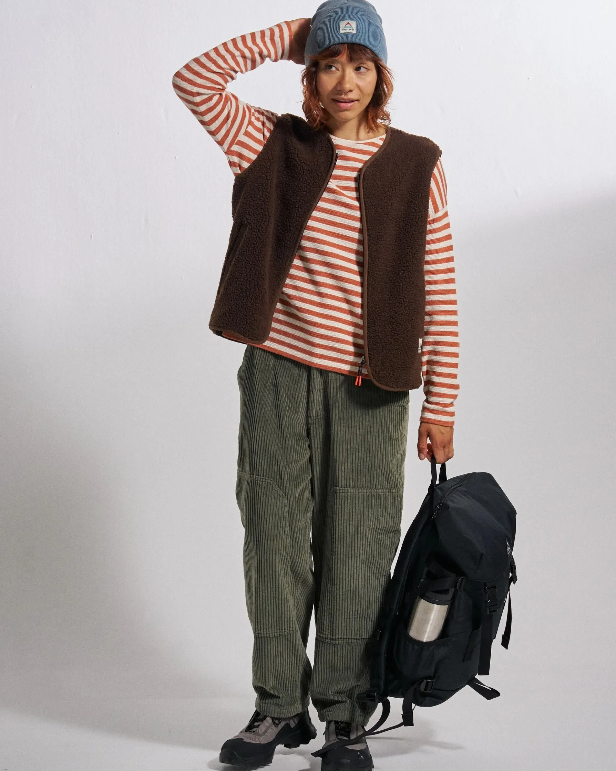 Women's Tawny Collarless Deep-Pile Sherpa Gilet