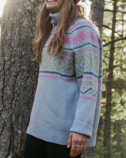 Women's Whimsical Oversized Polo Neck Knitted Jumper